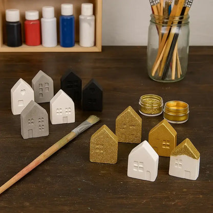 15er Set Mini-Deko-Häuschen – für deine kreative DIY-Ideen - by SteinKunstWerk | HE aus nachhaltiger Herstellung