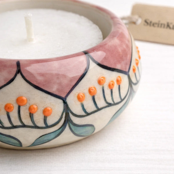 Teelichthalter Keramik handbemalt  warme Licht Atmosphäre SteinKunstWerk
