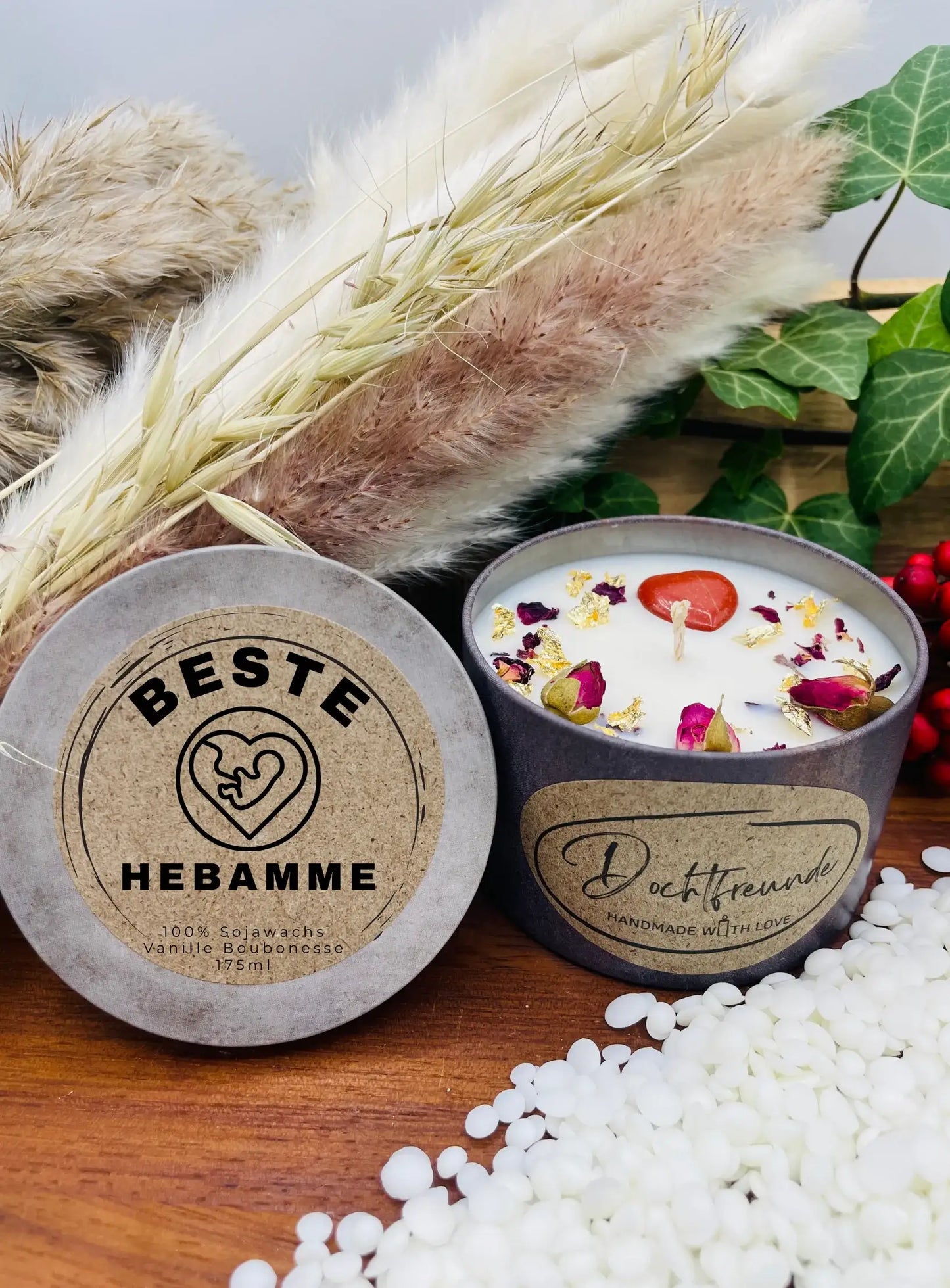 Beste Hebamme Sojawachskerze - Dankeschön Hebamme nach Geburt und Wochenbett - Umweltfreundliche Sojawachskerze Geschenk Hebammenbetreuung