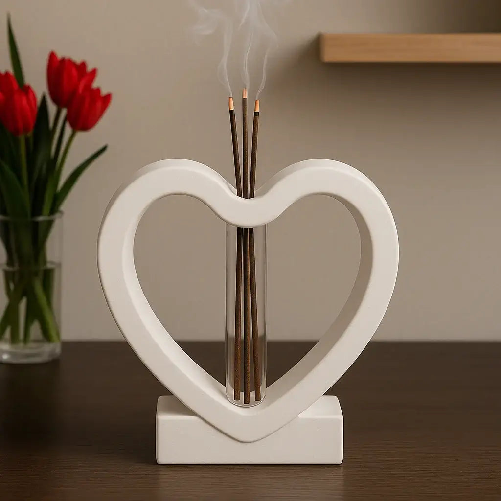 Herzförmiger Räucherstäbchenhalter – Handgefertigte Harmonie für dein Zuhause - by SteinKunstWerk | Deko aus nachhaltiger Herstellung