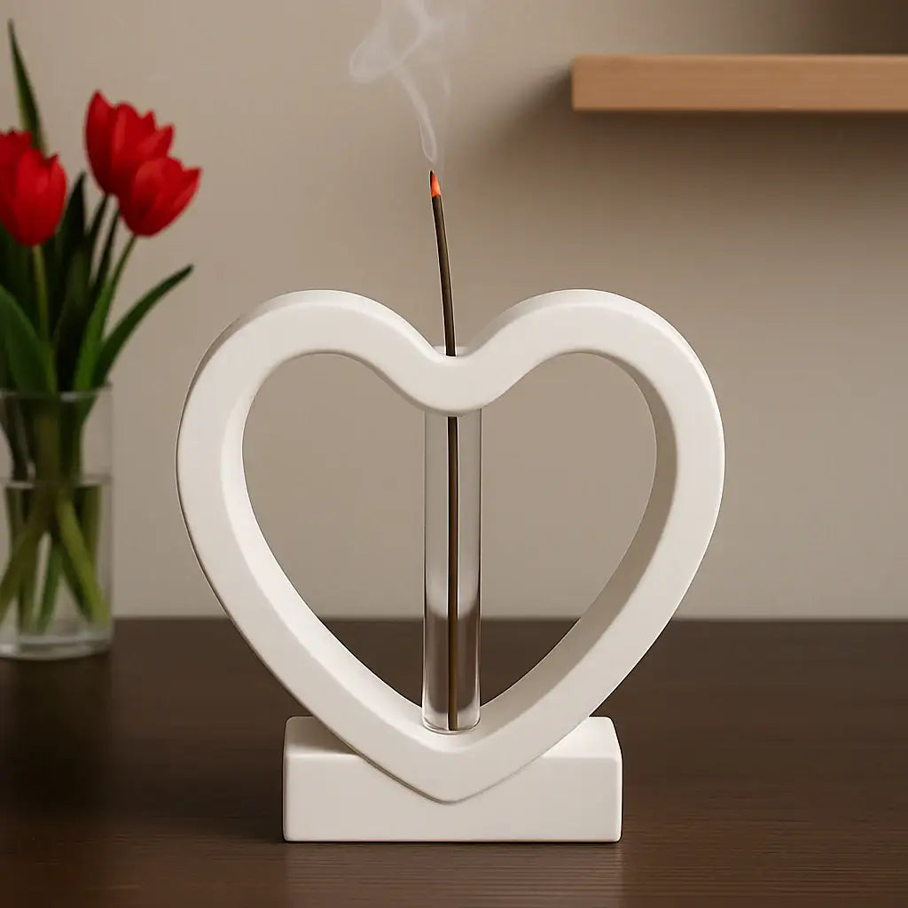 Herzförmiger Räucherstäbchenhalter – Handgefertigte Harmonie für dein Zuhause - by SteinKunstWerk | Deko aus nachhaltiger Herstellung
