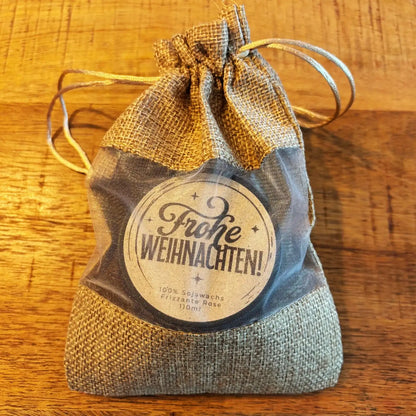 Personalisierbares Duftkerzen-Set als Weihnachts-, Wichtel- oder Jahresgeschenk für Mitarbeiter oder Arbeitskollegen – Handgemacht mit getrockneten Blüten aus dem Südschwarzwald - Einzeln verpackt