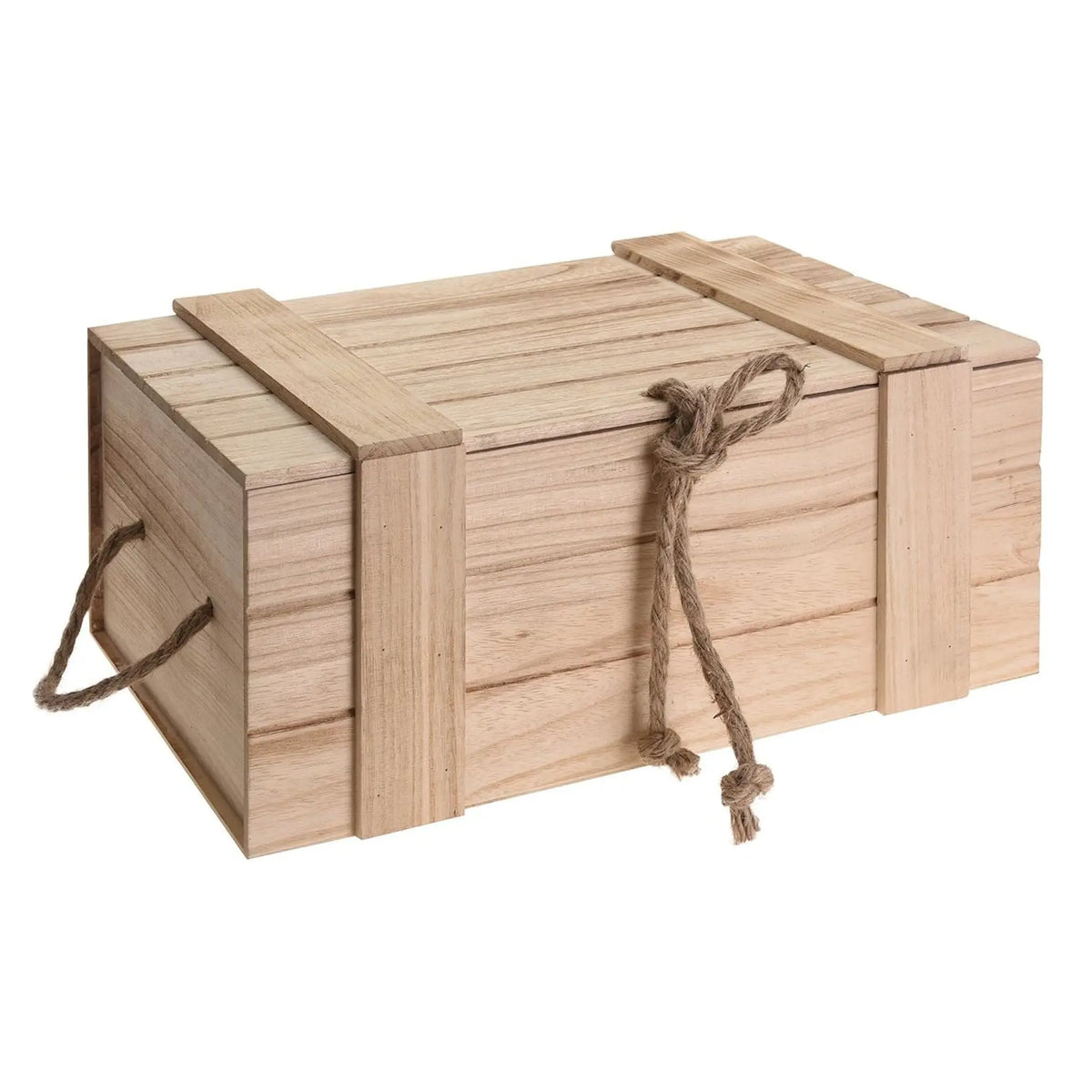 Braune Holzkiste mit Deckel als dekorative Aufbewahrungskiste aus Holz