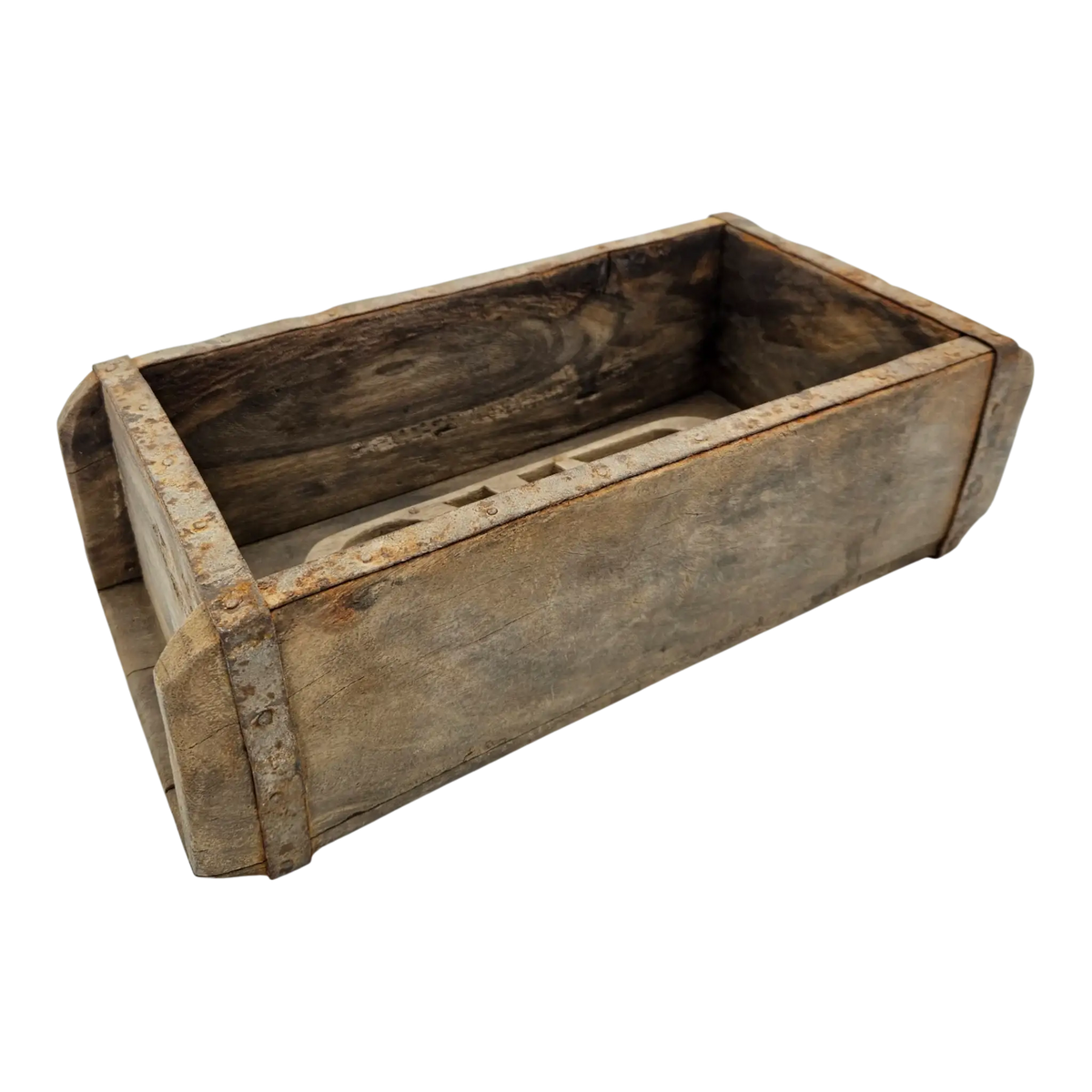 Holzkiste Ziegelform aus recyceltem Holz – 31 cm – SteinKunstWerk