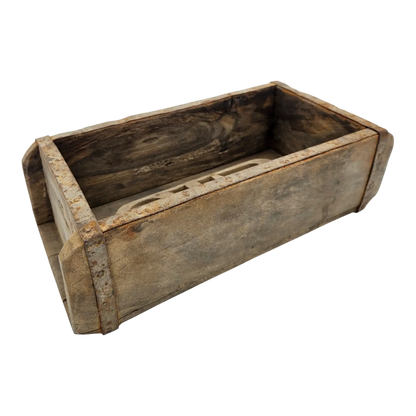 Rustikale Holzkiste in Ziegelform aus recyceltem Holz, 31 cm