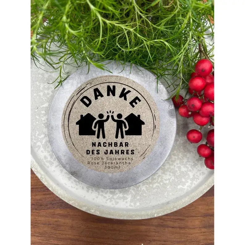 Danke sagen, Danke Nachbar. Gute Nachbarschaft I Danke für die Nachbarschaftshilfe I Duftkerze mit Deckel. Duftkerze 100% Handgemacht