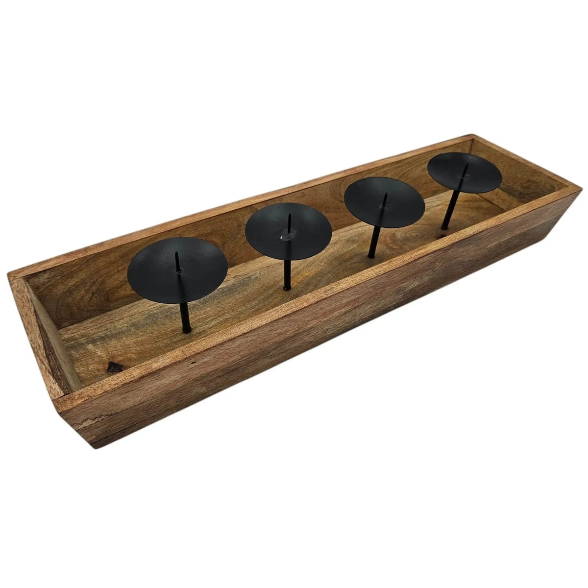 Kerzentablett Mangoholz 53 cm – für 4 Kerzen – SteinKunstWerk