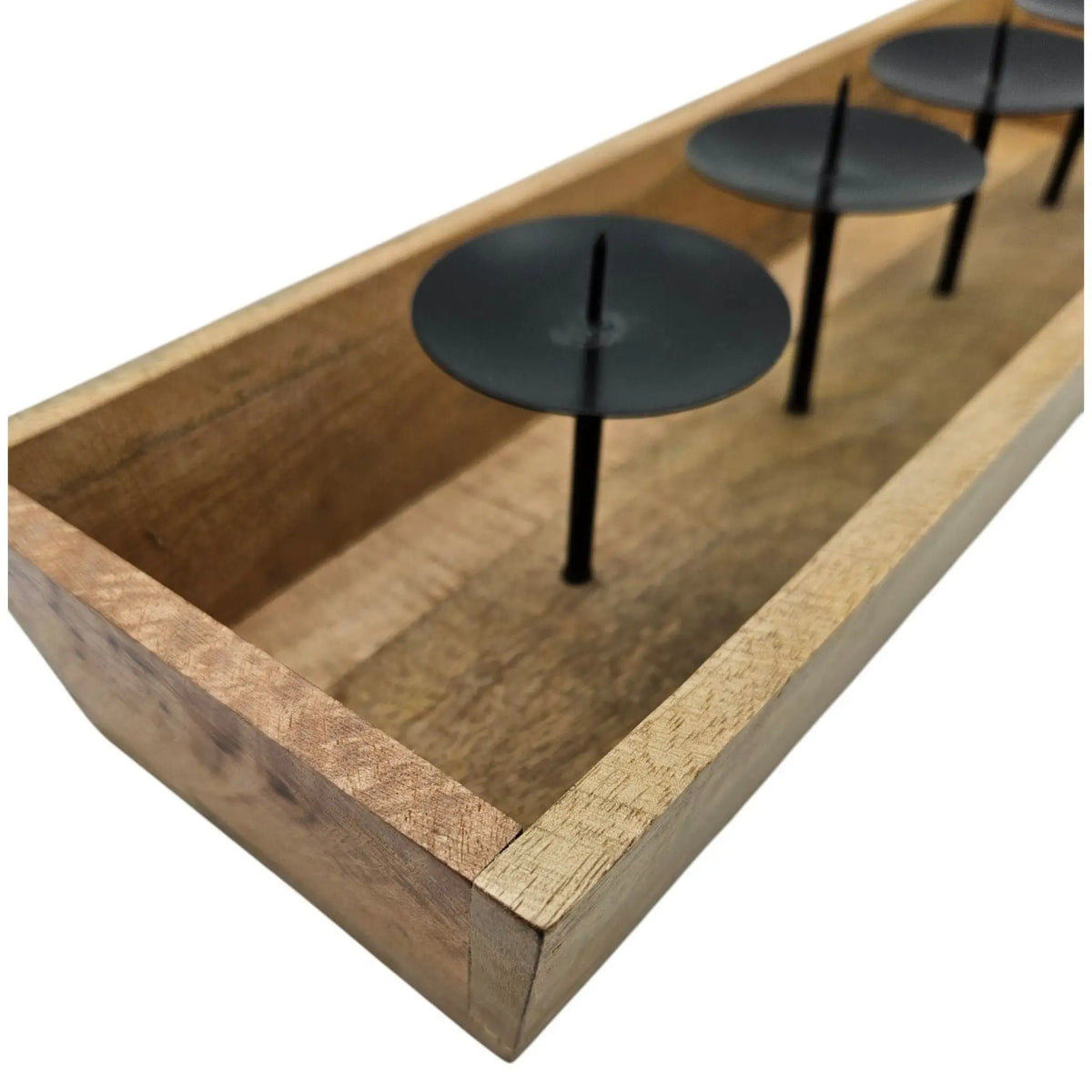 Kerzentablett aus Mangoholz – 53 cm für 4 Kerzen