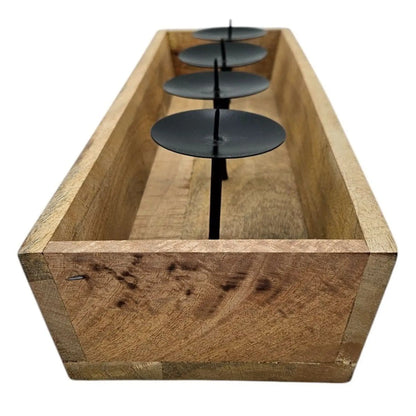 Kerzentablett aus Mangoholz – 53 cm für 4 Kerzen