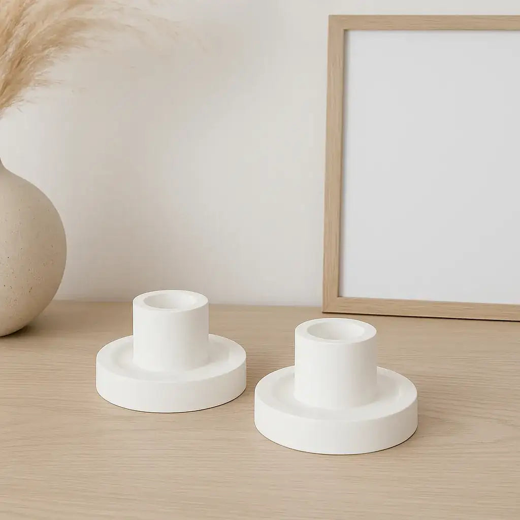 Stabkerzenhalter LUNA – 2er Set handgefertigt & minimalistisch - by SteinKunstWerk | Deko aus nachhaltiger Herstellung