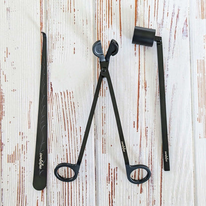 Black candle care set – wick snips, candle snuffer &amp; wick lifter for perfect burning results