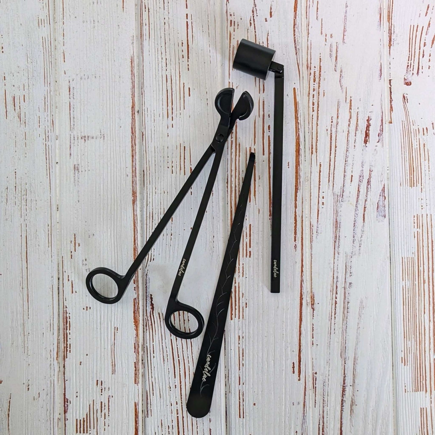 Black candle care set – wick snips, candle snuffer &amp; wick lifter for perfect burning results