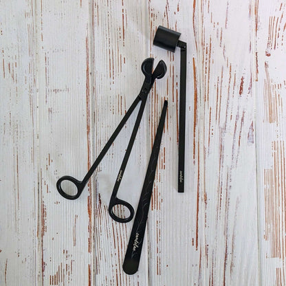 Black candle care set – wick snips, candle snuffer &amp; wick lifter for perfect burning results
