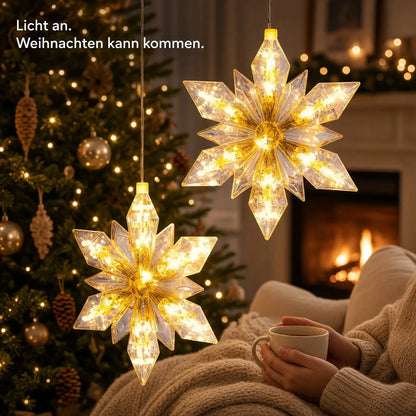 2er-Set LED-Weihnachtssterne mit warmweißem Licht und 6-Stunden-Timer