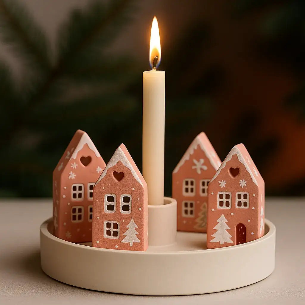 Handgefertigtes Lichterhaus – die perfekte Ergänzung für Stabkerzenhalter mit Steckrand - by SteinKunstWerk | Deko aus nachhaltiger Herstellung
