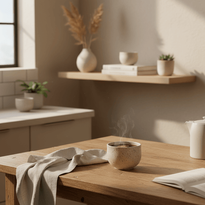 Ocha – Handmade teacup made of beige clay with spots (325 ml)