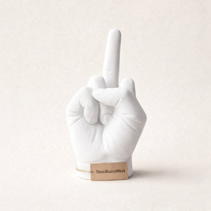 Mittelfinger Dekofigur – moderne minimalistische Statement Deko für Wohnzimmer und Büro – SteinKunstWerk