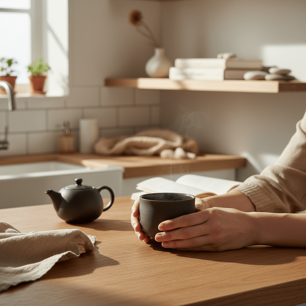 Ocha – Handmade teacup made of grey and black ceramic (325 ml)