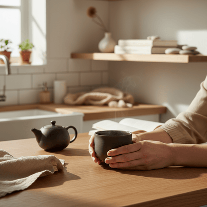 Ocha – Handmade teacup made of grey and black ceramic (325 ml)