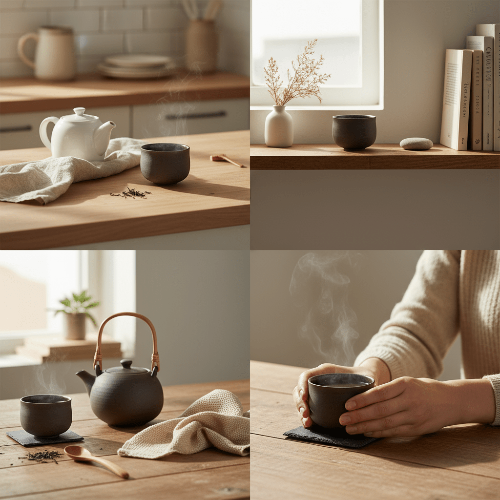 Ocha – Handmade teacup made of grey and black ceramic (325 ml)