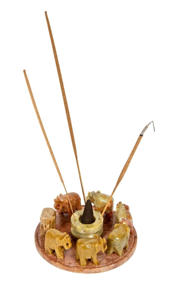 Incense stick holder Elephant Circle Soapstone 