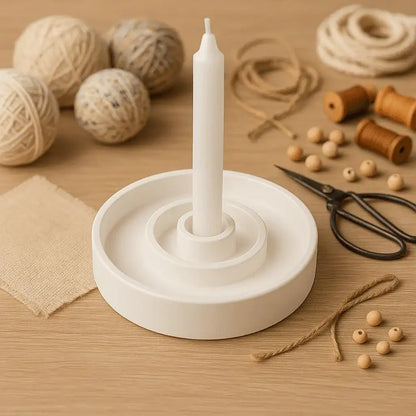 Stabkerzenhalter NOVA mit Rand im 2er Set – minimalistisch & handgemacht - by SteinKunstWerk | Deko aus nachhaltiger Herstellung