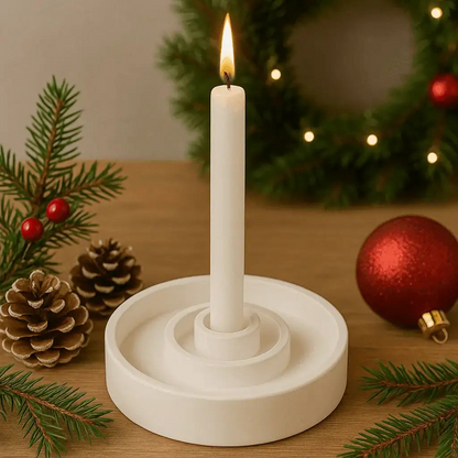 Stabkerzenhalter NOVA mit Rand im 2er Set – minimalistisch & handgemacht - by SteinKunstWerk | Deko aus nachhaltiger Herstellung