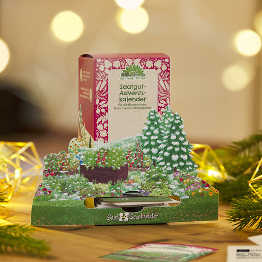 Saatgut-Adventskalender Winterlandschaft als Weihnachtsgeschenk für Gartenfreunde
