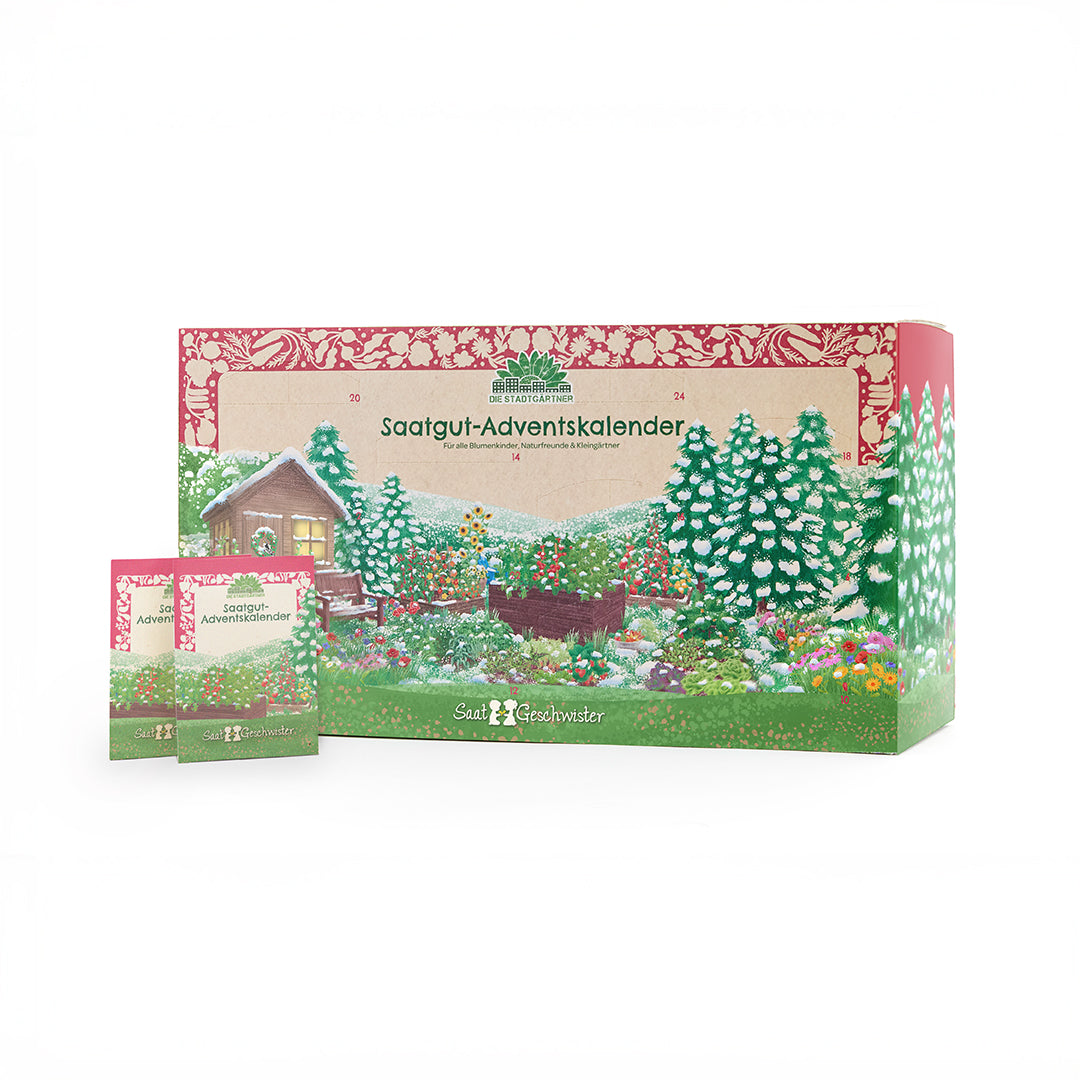 Saatgut-Adventskalender mit 24 Türchen und Pflanzensamen für die Adventszeit