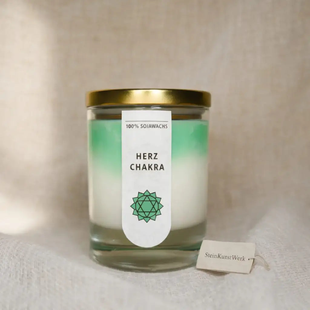 Herzchakra Duftkerze – Liebe, Ruhe & Balance – Duftkerze für ruhige Wohnatmosphäre, Produktbild 2 | SteinKunstWerk