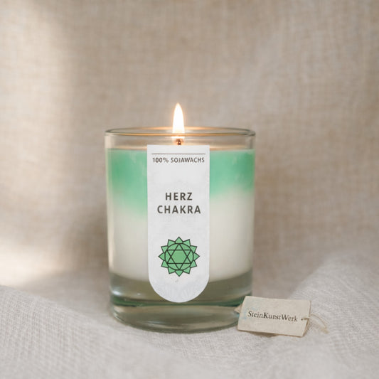 Soja-Duftkerze - "Herzchakra" - Yogakerze - by SteinKunstWerk | Duftkerze im Glas aus nachhaltiger Herstellung