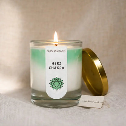 Herzchakra Duftkerze – Liebe, Ruhe & Balance – Duftkerze für ruhige Wohnatmosphäre, Produktbild 3 | SteinKunstWerk