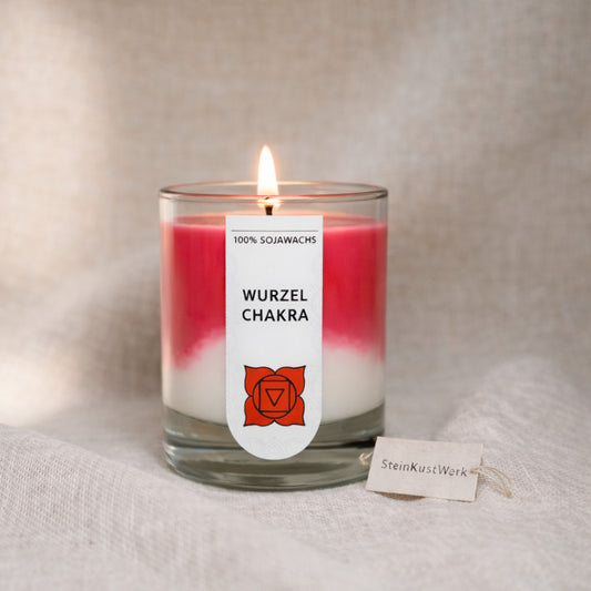 Soja-Duftkerze - "Wurzelchakra" - Yogakerze - by SteinKunstWerk | Duftkerze im Glas aus nachhaltiger Herstellung