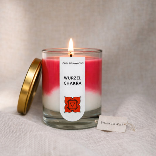 Soja-Duftkerze - "Wurzelchakra" - Yogakerze - by SteinKunstWerk | Duftkerze im Glas aus nachhaltiger Herstellung