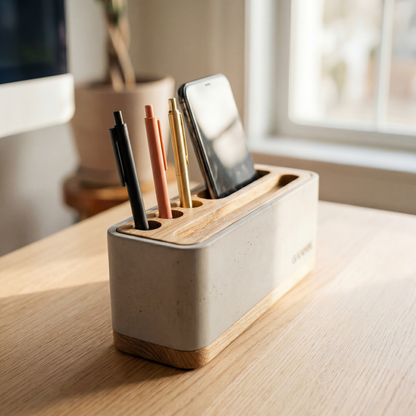Bannik Design Alesund – Schreibtisch-Organizer aus Beton und Eichenholz, Produktansicht 9