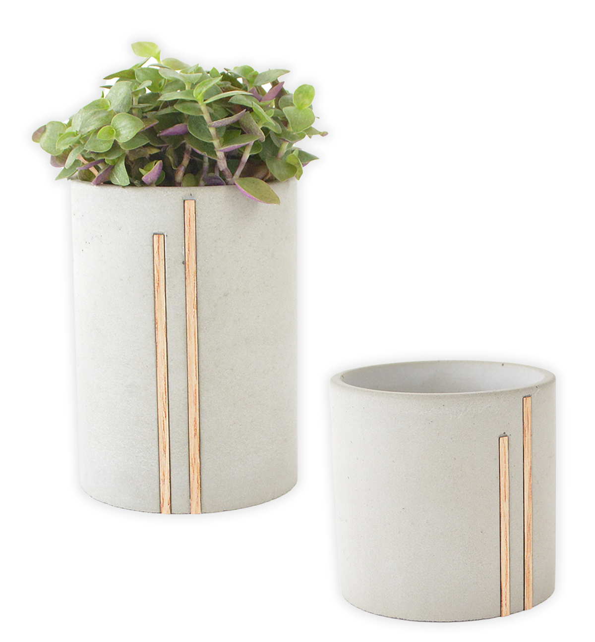 Coffret design SteinKunstWerk: Lomvika S, pot à crayons en béton et chêne, taille S, gris clair – foto originale Bannik Design