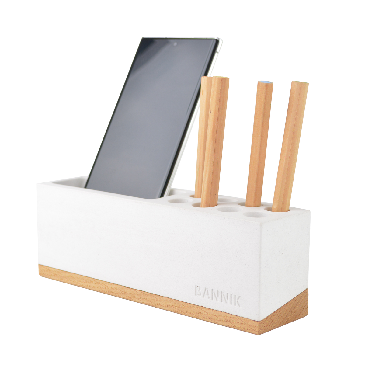 Bannik Design Sandvika – Schreibtisch-Organizer aus Beton und Eichenholz, Farbe weiss, Produktansicht 10