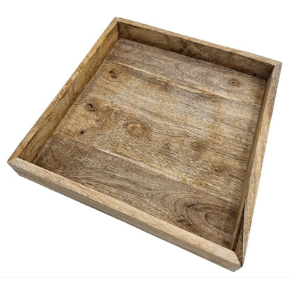 Quadratisches Dekotablett aus massivem Mangoholz, 30 x 30 cm
