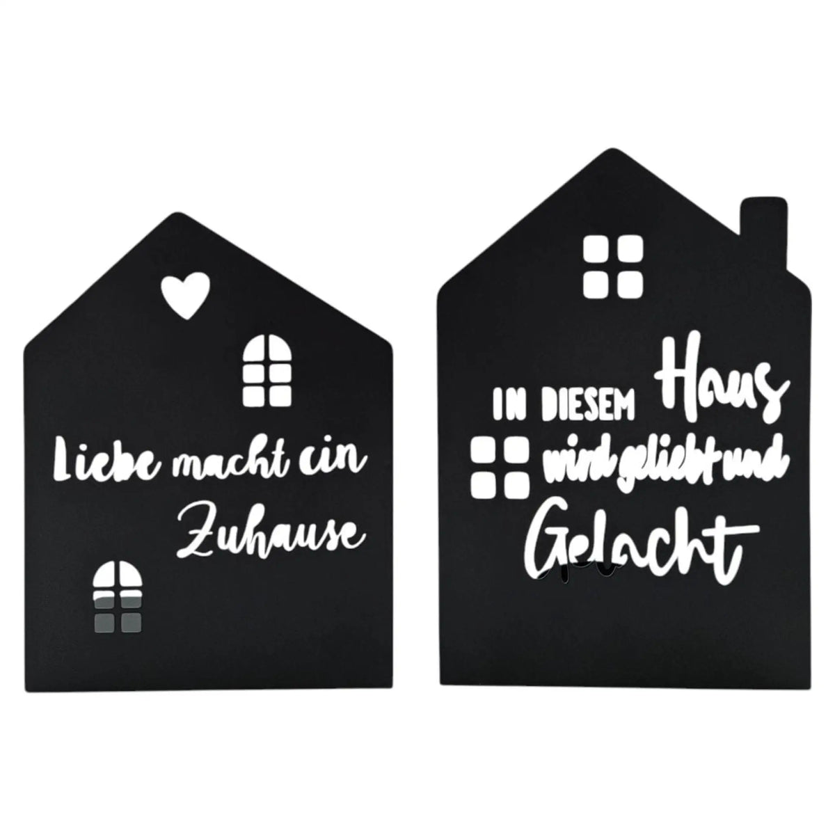 Teelichthalter Haus – 2er-Set aus schwarzem Metall