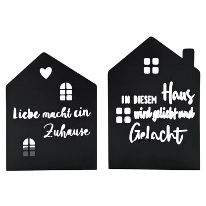 Teelichthalter Haus – 2er-Set aus schwarzem Metall