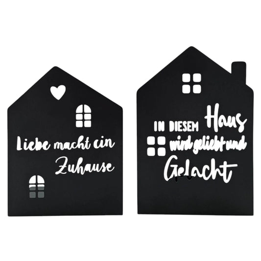 Teelichthalter Haus – 2er-Set aus schwarzem Metall