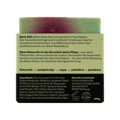 Naturseife block 002 mit Traubenkernöl – Seifenstück von therefore beauty