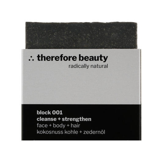 Product image: therefore beauty block 001 – charcoal and cedarwood soap