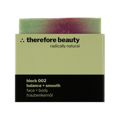 Naturseife block 002 mit Traubenkernöl – Produktabbildung von therefore beauty