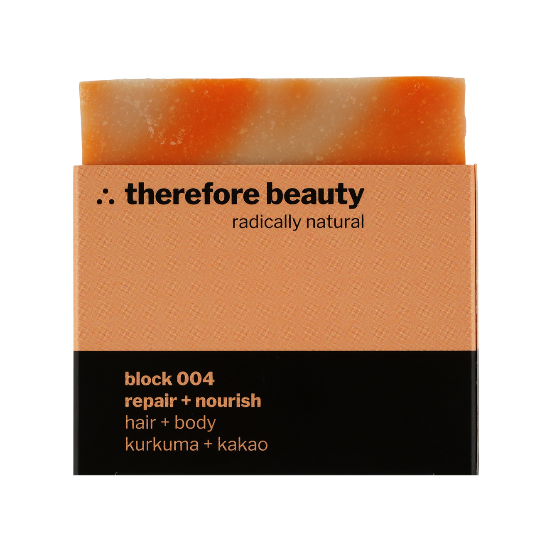 Composant du coffret: therefore beauty block 004 – savon au curcuma et cacao, 100 g
