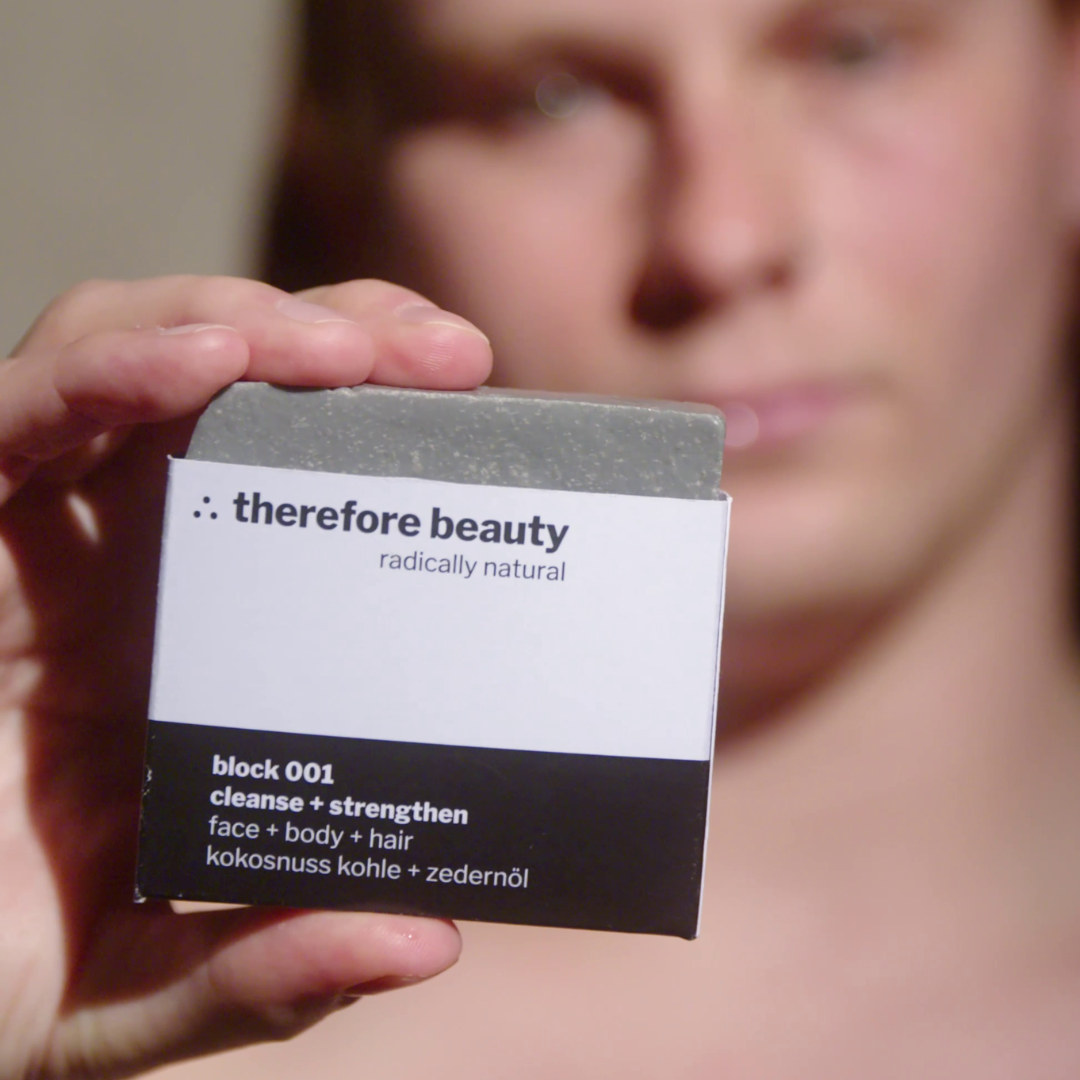Product image: therefore beauty block 001 – charcoal and cedarwood soap