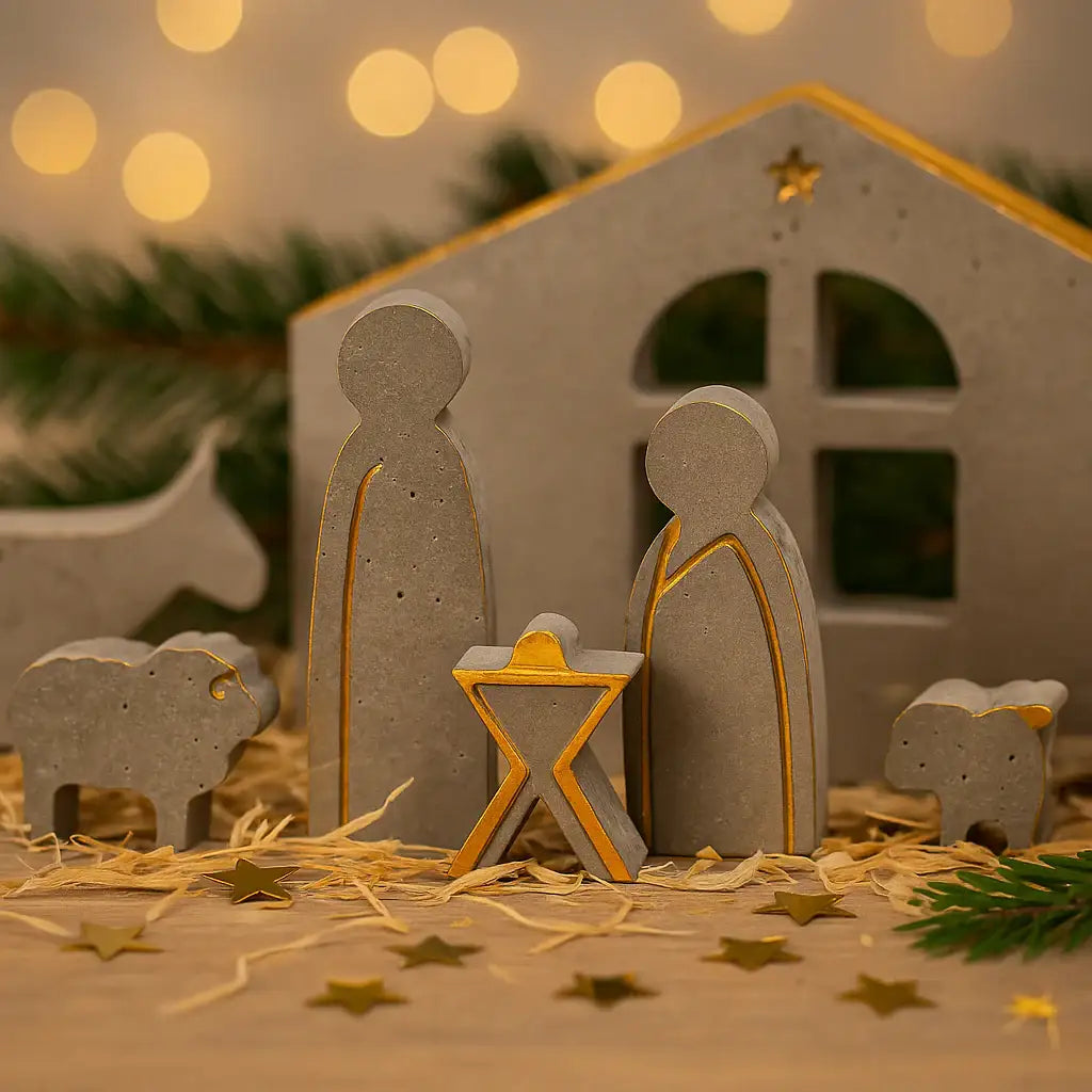 Mini Weihnachtskrippe in Weiß – Kreatives DIY-Set für moderne Weihnachtsdeko - by SteinKunstWerk | Deko aus nachhaltiger Herstellung