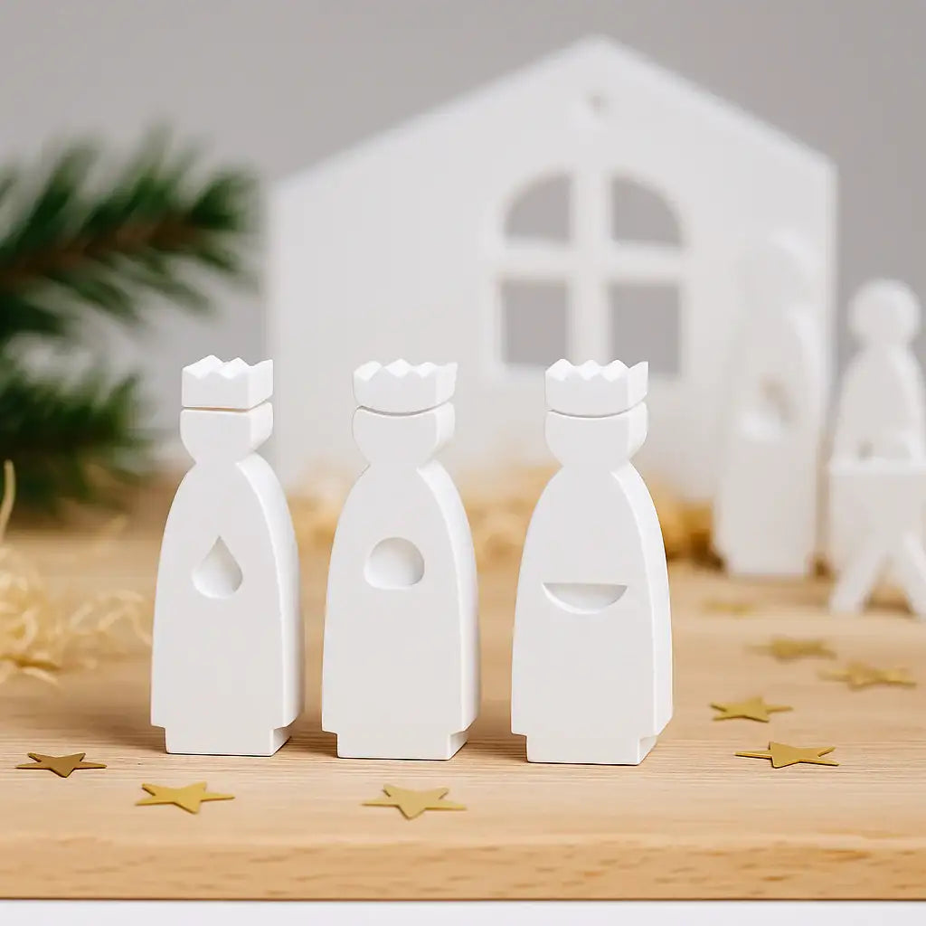 Mini Weihnachtskrippe in Weiß – Kreatives DIY-Set für moderne Weihnachtsdeko - by SteinKunstWerk | Deko aus nachhaltiger Herstellung