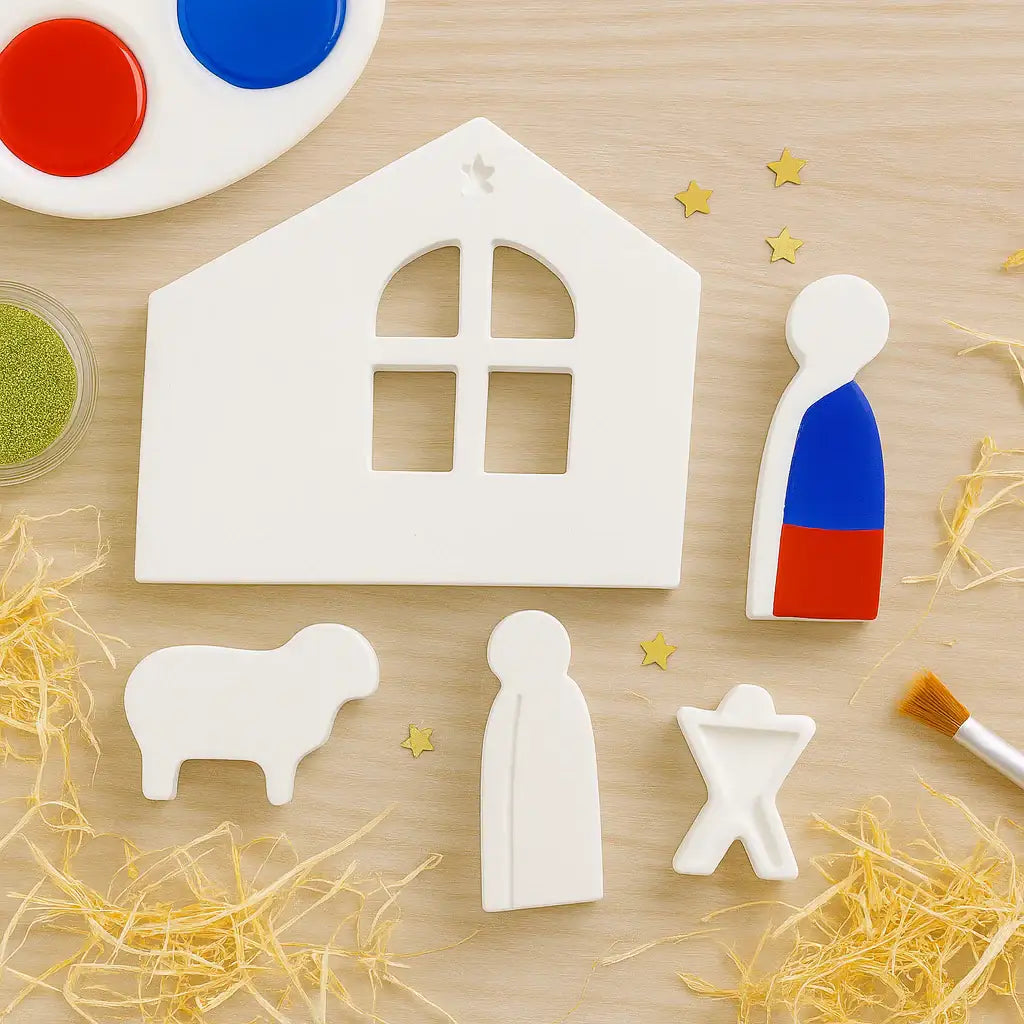 Mini Weihnachtskrippe in Weiß – Kreatives DIY-Set für moderne Weihnachtsdeko - by SteinKunstWerk | Deko aus nachhaltiger Herstellung