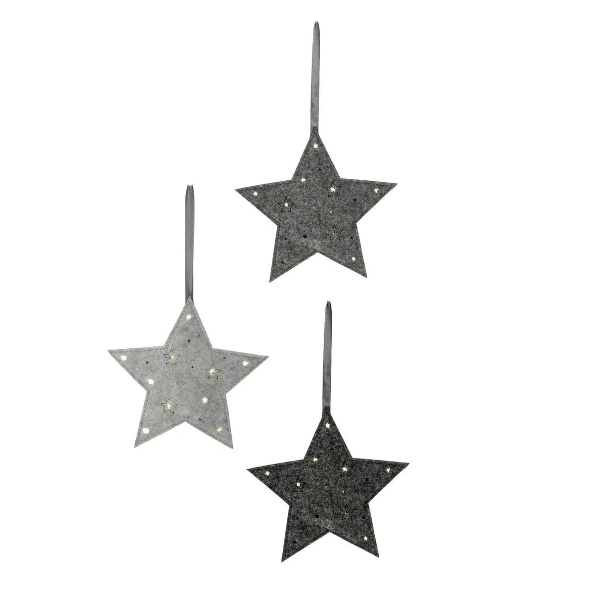 LED-Filzsterne – 3er-Set in Grau & Anthrazit
